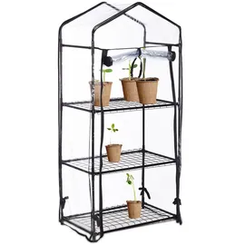 Relaxdays Foliengewächshaus Stahl Schwarz PVC 126 x 59 x 37 cm