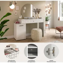 INOSIGN Konsolentisch INOSIGN "Frisierkommode, Frisiertisch, Schminktisch, inklusive Spiegel", weiß (weiß, weiß, weiß), B:117cm H:137cm T:42cm, Tische, Konsolentisch, 1 Schubkasten, 1 Tür, 3 Fächer