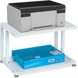 Relaxdays Druckerständer, 2 Ablagen, Schreibtischaufsatz für Drucker, HBT 28x45x28 cm, Druckertisch, Druckerhalter, weiß