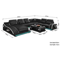 aea Wohnlandschaft XXL Sofa U Form Groß Ecksofa Ledersofa Braun Sofas Neu