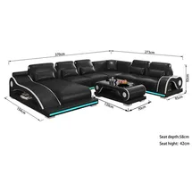 aea Wohnlandschaft XXL Sofa U Form Groß Ecksofa Ledersofa Braun Sofas Neu
