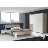 Schlafzimmer Set komplett 4-teilig Bett 160x200cm Bianco Eiche weiß 66655479