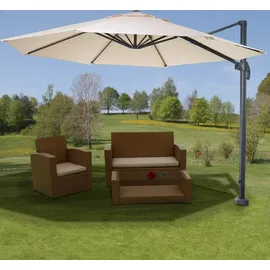 MCW MCW, Sonnenschirm, rund Ø 4m Polyester/Alu 27kg ~ creme ohne Ständer, drehbar