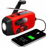 1 Stück Solar Kurbelradio mit 3-LED Taschenlampe | Tragbares 2000mAh NI-MH Notfall Powerbank | IPX3 Wasserdicht Weltempfänger AM/FM Kurbelradio für Outdoor, Sturm, Überleben