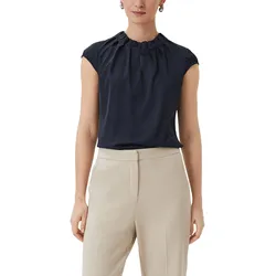 Satinbluse, mit Raffung am Hals, Gr. 42, blue, , 14236742-42