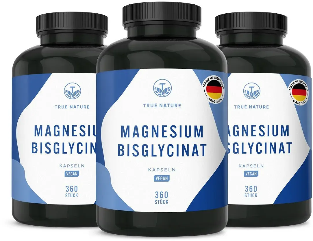 True Nature® Magnesium Kapseln - Bisglycinat (Magnesium Glycinat) 3x360 St