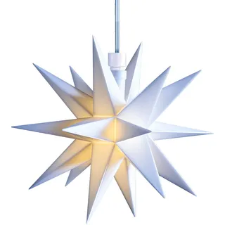 3D LED Stern Ø 16 cm Weihnachtsstern Batterie Midistern Innen mit Timer Kunststoff Stern klein Leuchtstern Deko für innen Indoor von Dekowelt (Weiß)