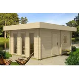 Finntherm Gartensauna Cubus-70 D Naturbelassen 507 cm x 387 cm Wandstärke 70 mm