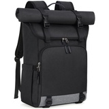 NEWHEY Rolltop Rucksack Herren Damen Laptop Rucksack 17,3 Zoll Schulrucksack Wasserdichter Daypacks Reisen Lässiger Wander Arbeit Rucksack