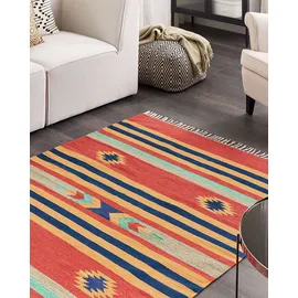 Beliani Teppich Hatis Bunt 140 x 200 cm Baumwolle Kelim