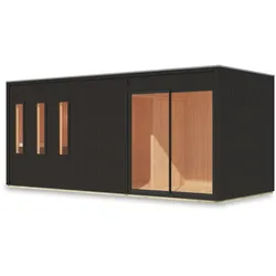 Karibu Design Saunahaus Monterey Blackline - 73 mm schwarz Ohne Terrasse Ohne Ofen