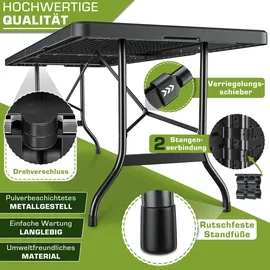 tillvex Campingtisch 180x75cm Klappbar Schwarz