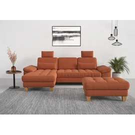 sit&more Ecksofa SIT & MORE "Westham L-Form", orange (terra), B:275cm H:88cm T:172cm, 90% Polyester 10% Polyamid, Sofas, Ecksofa, mit Recamiere, mit oder ohne Bettfunktion, Bettkasten, Füße Eiche