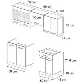 Vicco Küchenzeile R-Line 200 cm Schwarz Hochglanz/Anthrazit