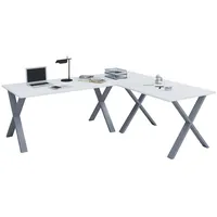 VCM Eckschreibtisch 160x160x80 Silber / Weiß