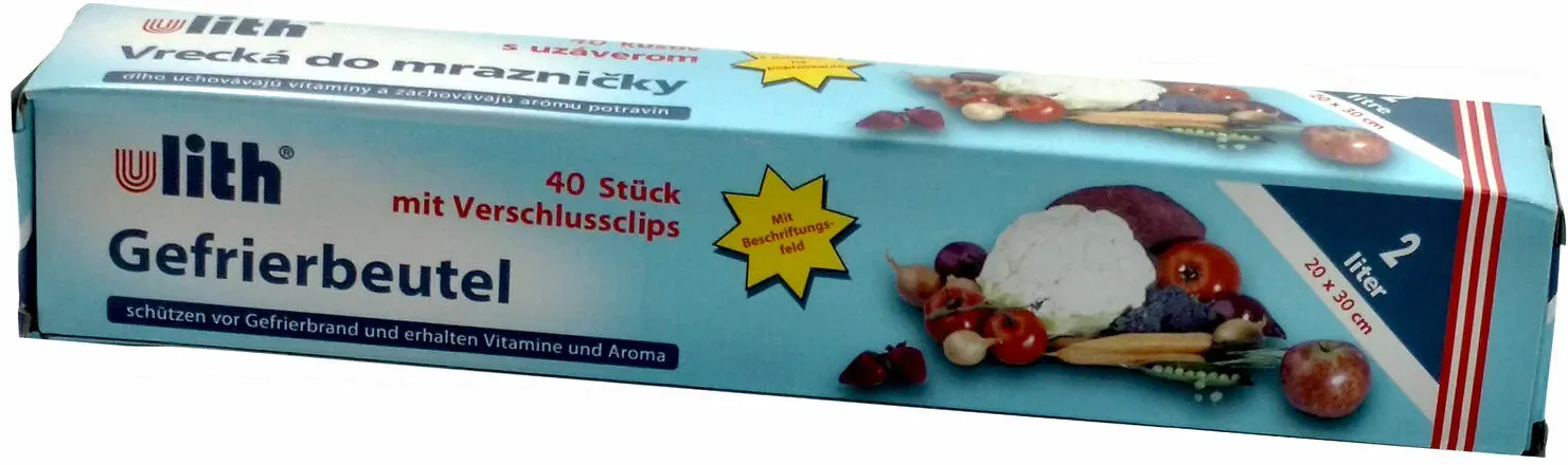 Gefrierbeutel mit Verschlussclips, 20 x 30 cm, 2 Liter, 40 Stk.