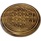 Saraswati Räucherstäbchenhalter "Blume des Lebens" Holz rund 10 cm