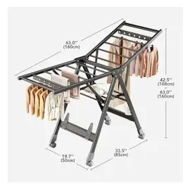 joybos Multifunktionaler Wäscheständer aus Aluminium, faltbar, Schwarz