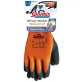 Spontex Winter Worker Waterproof, Handschuhe, Wasserfeste Arbeitshandschuhe mit zweilagigem Innenfutter, hoher Kälteschutz, mit Latexbeschichtung, Größe L, 1 Paar, Orange/Schwarz