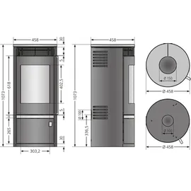 Oranier Rota Top 2.0 Stahl schwarz/Kalkstein bianco
