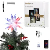 Cyraft Weihnachtsbaumspitzen Stern, 25cm Aussen Faltbar Leichtes Gewicht Herrnhuter Stern mit Timer & Intelligent Buntes Fernbedienungm, Weihnachtsstern Beleuchtet Hängend