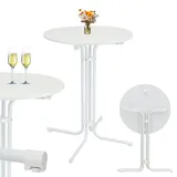 Trutzholm Stehtisch klappbar Ø 80 cm Höhe 110 cm Stahl MDF-Holz Gastrotisch Partytisch Bistrotisch in Weiß