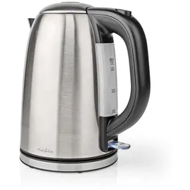 Nedis Wasserkocher - 1.7 l - Edelstahl - - Um 360 Grad drehbar - Verdecktes Heizelement - Strix Controller - Boil-dry protection