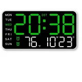 Digitale LED-Wanduhr, 21,5 x 11 x 2,7 cm, großes LED-Display, Timer mit Temperatur, Datum, Woche, Sprachsteuerung, elektronische Uhren (A)