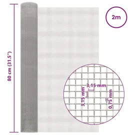 vidaXL Maschendrahtzaun 80 x 200 cm Edelstahl/Silber