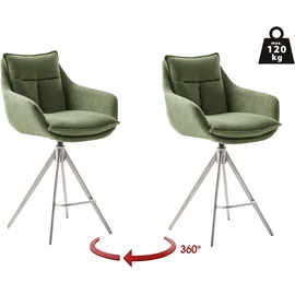 MCA Furniture Bistrostuhl MCA FURNITURE "Parker Tresenstuhl mit Armlehnen Tresenhocker", grün (olive, edelstahlfarben, olive), B:60cm H:98cm T:62cm, Polyester, Stühle, Bistrostuhl, Barhocker,Barmoebel,Barstuhl,360 drehbar,mit Lehne,belastbar 120 kg