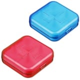 IUDWCG - 2 Pcs Tägliche Tasche Kunststoff-Pillenbox, 4 Fächer, tragbare Reise-Pillenbox, Medikamenten-Organizer-Behälter, Pillen-Erinnerung (blau, rosa)