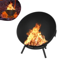 YRHome Schwarz Feuerschale für den Garten Ø 62 cm Feuerstelle Outdoor aus Stahl Flexibel Einstellbarer Grillrost mit Dreibein Gestell Feuertonne Feuerkorb für Camping Garten Feuerwanne Grillschale