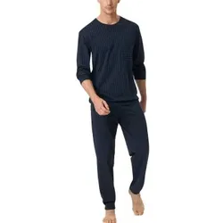 Schiesser Comfort Essentials Long Pyjamas Dunkelblau Baumwolle Large Herren
