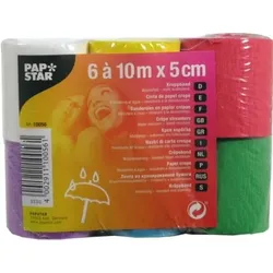 Papstar 60 Rollen Krepp-Bänder 10 m x 5 cm farbig sortiert wasserfest