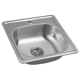 a&n&a aQualine Aqualine AQ4848B Quadrat rechts Einbauspüle Edelstahl silberfarben Handbetätigung 480 x 480 mm