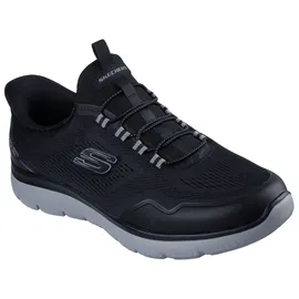 SKECHERS Slip-On Sneaker SKECHERS "SUMMITS", Herren, Gr. 47,5, schwarz (schwarz, grau), Textil, Schuhe, Freizeitschuh, Schnürschuh mit Memory Foam