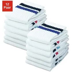 Tennissocken GO IN, Herren, Gr. 31-34, weiß, Obermaterial: 60% Baumwolle, 39% Polyester, 1% Elasthan, geringelt, uni, Socken Multipacks Socken Socken-Set Sportbekleidung Sportsocken Tennissocken Unterwäsche, mit Frottee