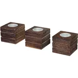 Mendler Teelichthalter Leuca Holz Braun