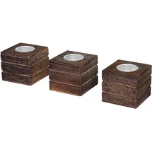 Mendler Teelichthalter Leuca Holz Braun
