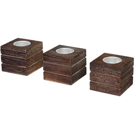 Mendler Teelichthalter Leuca Holz Braun