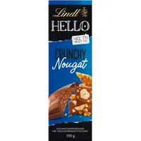 Lindt Schokolade HELLO Crunchy Nougat | 100 g Tafel | Vollmilch-Schokolade mit Nougat-Krokant-Füllung | Schokoladentafel | Schokoladengeschenk