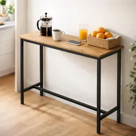 OEM Schmaler Eichen-lofttisch für Küche/esszimmer, Industrieller Konsolentisch, 100x40x90 cm, Stehtisch Küchentisch, Industrial Stil - Schwarz