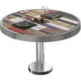 GGM Möbel BML | Bistro Loungetisch | Ø:H 70 x 41 cm | Vintage Bunt / Edelstahl
