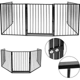 Vingo Kaminschutzgitter Absperrgitter 5-teiliges Set inkl. Tür in Schwarz 300cm x 76cm Türschutzgitter