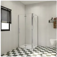 AICA Eckdusche 185cm Eckeinstieg Duschkabine Falttür Scharniertür Glastür Duschtür, BxT: 80x80 cm, Einscheibensicherheitsglas, Sicherheitsglas 80 cm x 185 cm x 80 cm