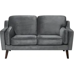 2-Sitzer Sofa Samtstoff dunkelgrau LOKKA