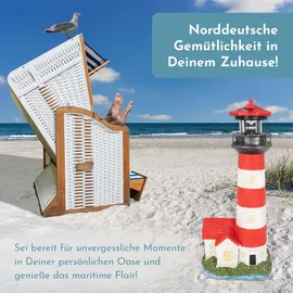 Lemodo Leuchtturm mit Solarlicht und LED-Leuchtfeuer, Gartendeko 39 cm hoch