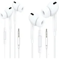Kopfhörer mit Kabel, Lautstärkeregler, HiFi-Stereo, 3,5 mm, mit Mikrofon, für iPad, iPod, PC, MP3, Android, Computer, Weiß, 2 Stück
