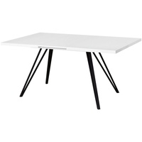 Möbelcenter Löhne Esstisch LIFE 120-160x80 cm / Metallfüße schwarz/ Tischplatte Weiß Hochglanz / Betonoptik / Eiche Artisan weiß
