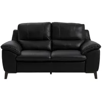 Livetastic 2-Sitzer-Sofa, Schwarz, Holz, Kombination Echtleder/Lederlook, Semi-Anilinleder, 174x97x95 cm, Made in EU, Rücken echt, Wohnzimmer, Sofas & Couches, Sofas, 2-Sitzer Sofas